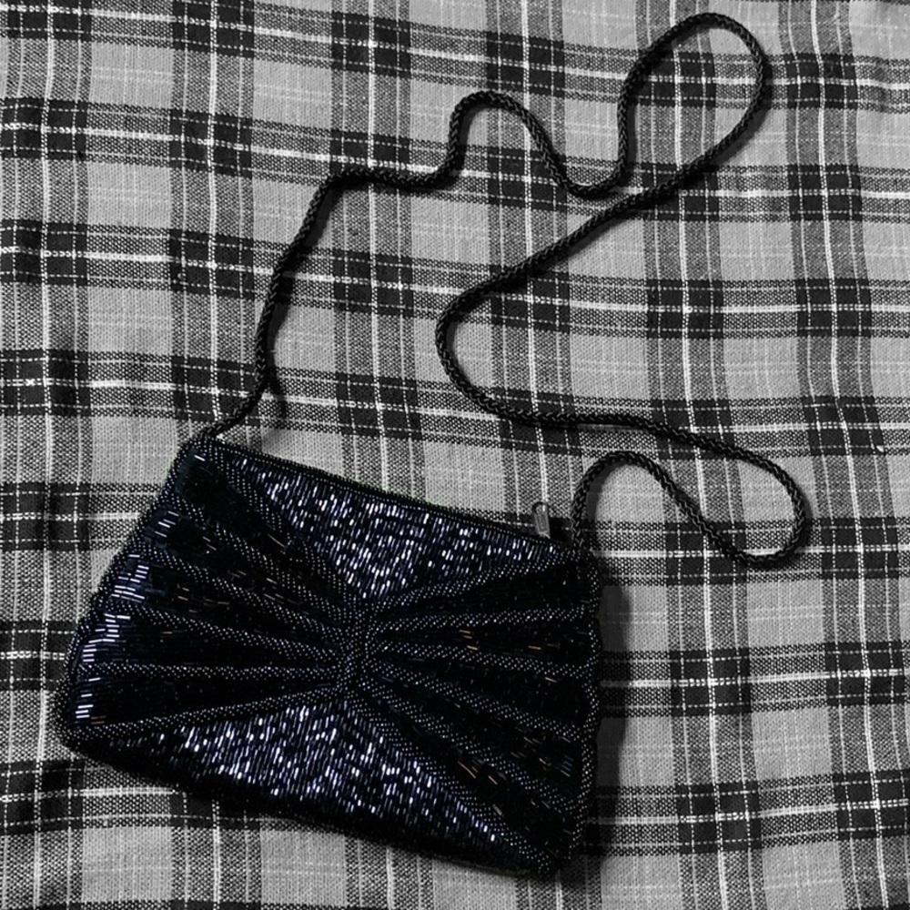 Vintage magid black beaded bag